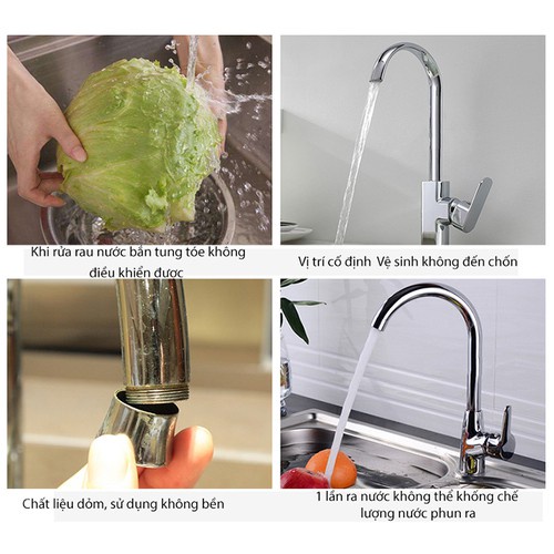 Đầu vòi rửa chén tăng áp 3 mức độ cho bồn rửa chén chất liệu inox 304 đầu phun tia nước cực mạnh