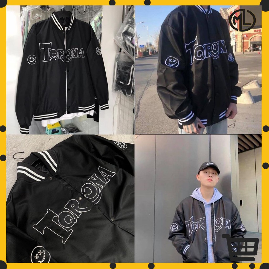 Áo Khoác Bomber Nam Thêu Chữ TORONA  - phong cách unisex trẻ trung  MAYLANSTORE