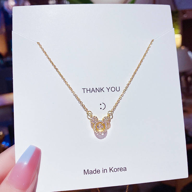 Dây chuyền titan nữ không gỉ hình mặt mickey dễ thương thiết kế đá chuyển động độc đáo mẫu mới nhất 2023
