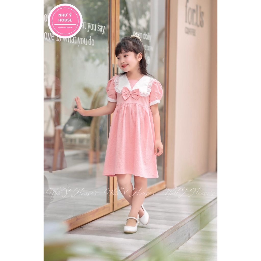 Váy bé gái đi học size đại 6-32kg 💝𝑭𝑹𝑬𝑬𝑺𝑯𝑰𝑷💝NHƯ Ý HOUSE'S-  Đầm bé đi học 0123456789 tuổi- váy thô đũi hồng cổ thuyền