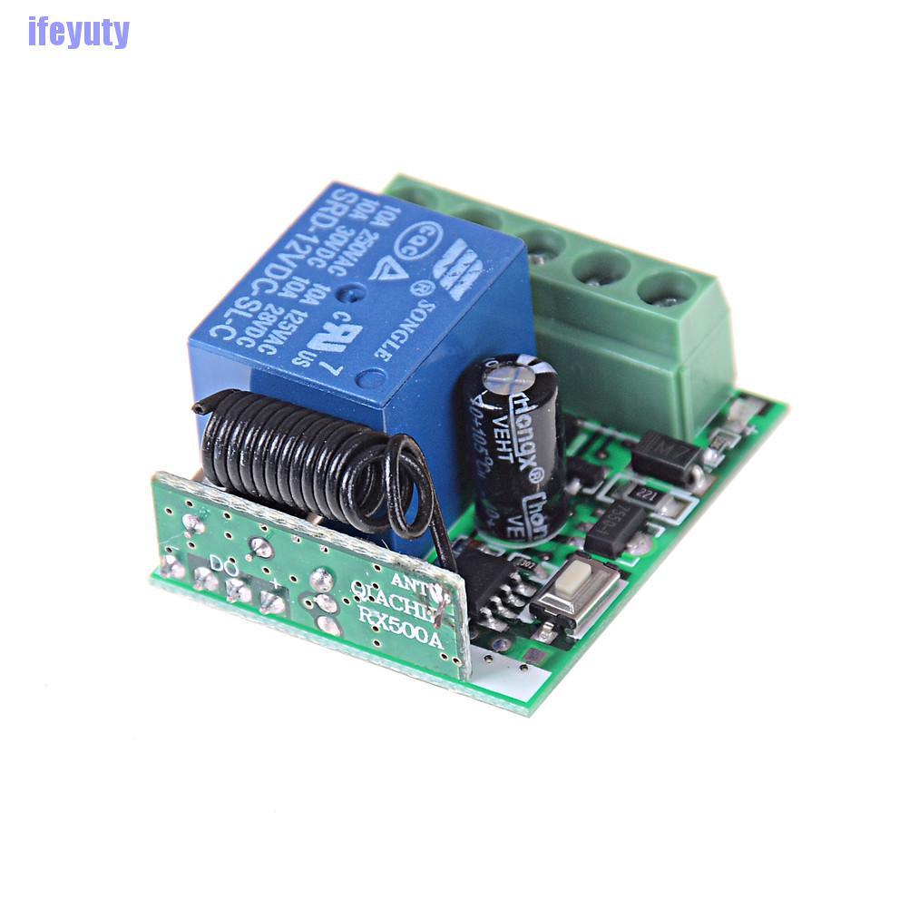 [IYU]  Universal RF 433Mhz Remote Control Switch 12V 1-Ch Relay Receiver Module FE