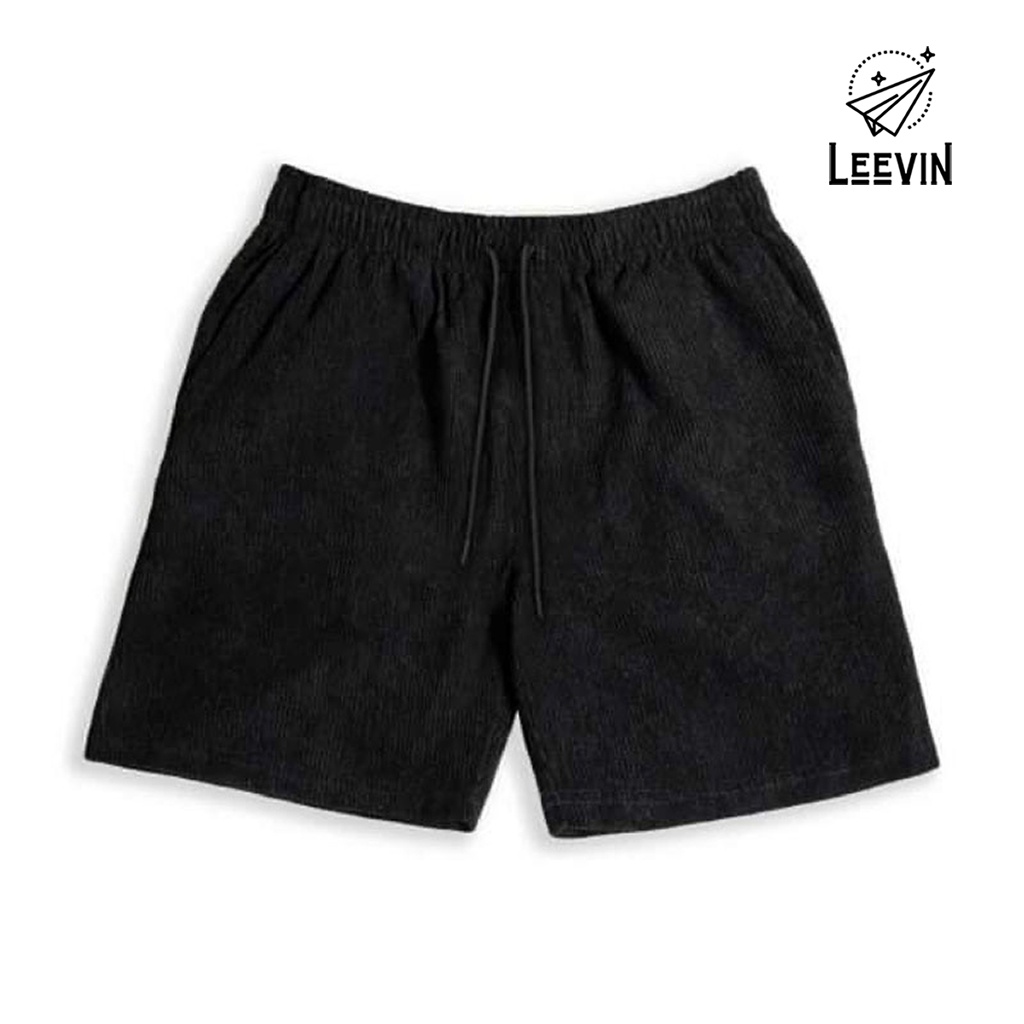 Quần Short Nhung Tăm Nam Nữ Form Rộng Unisex Kiểu quần đùi nam phong cách đường phố ống rộng Leevin Store