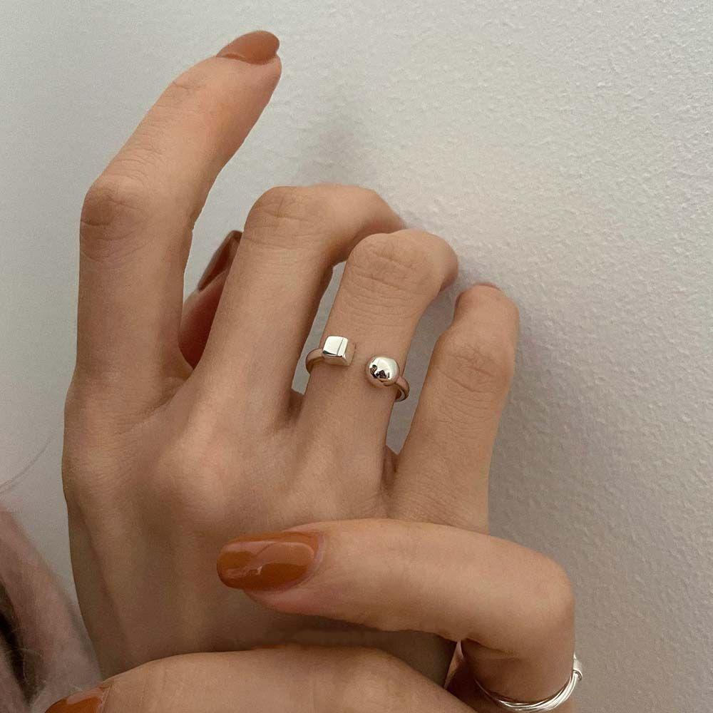 Nhẫn Đồng Dạng Mở Hình Vuông Phong Cách Retro Tối Giản Thích Hợp Làm Quà Valentine