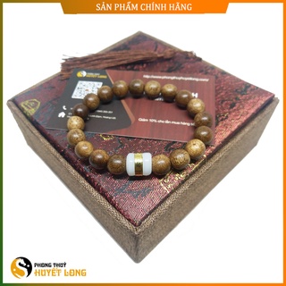 Vòng tay trầm hương mix lu thống bạch ngọc, chuỗi trầm hương phong thủy tài lộc nam nữ, có hộp