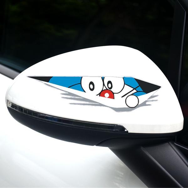 New Promotional Car Rearview Mirror Sticker Reflective Mirror Car Sticker Creative Personalized Decoration Cute Funny Scratch Cover Cover Female Driver