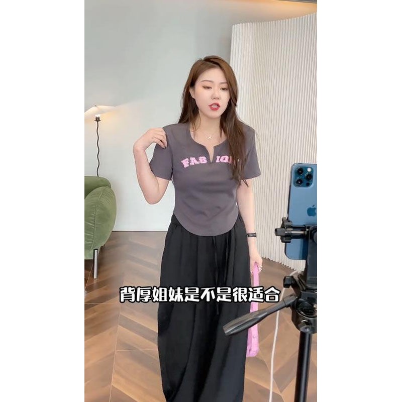 ◐❏┇Áo Thun Tay Ngắn Cổ Chữ V In Chữ Thời Trang Dành Cho Nữ