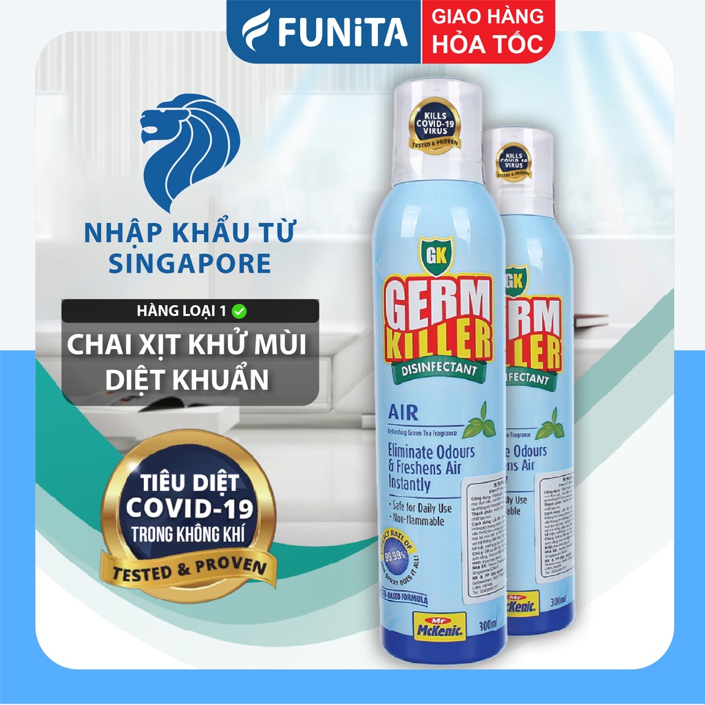 Bình Xịt Diệt Khuẩn, Diệt Virus Nhập Khẩu Singapore, Bình Xịt Thơm Phòng Làm Sạch Không Khí Công Nghệ Nano Funita 300ml