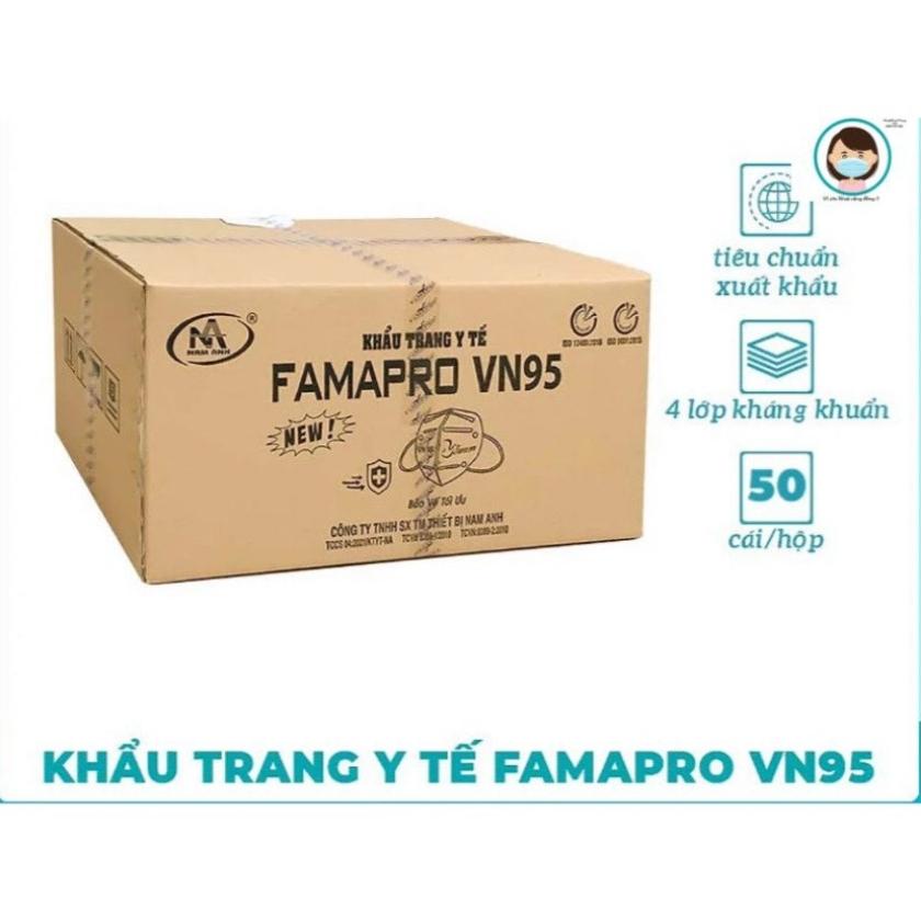 Hộp Khẩu Trang Y Tế 4 Lớp Vải Kháng Khuẩn NAM ANH Famapro 4D VN95 Chống Bụi Mịn Quai Mềm Thời Trang Cao Cấp Đẹp Thoáng