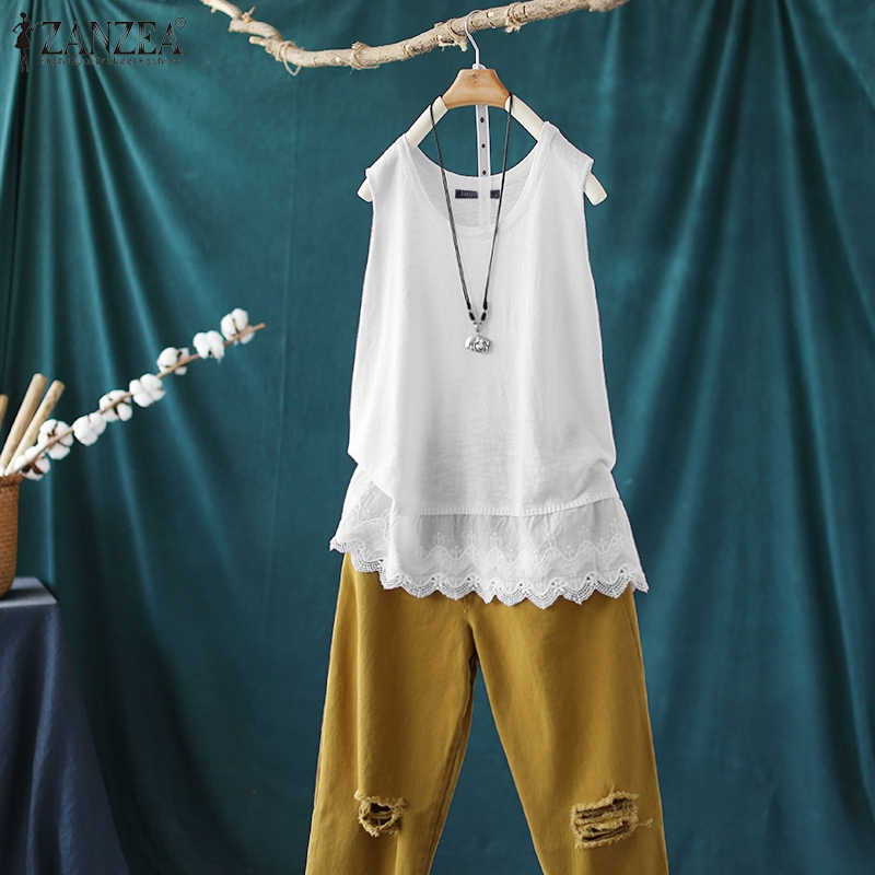 Áo ZANZEA Không Tay Phối Ren Thời Trang Cho Nữ | BigBuy360 - bigbuy360.vn