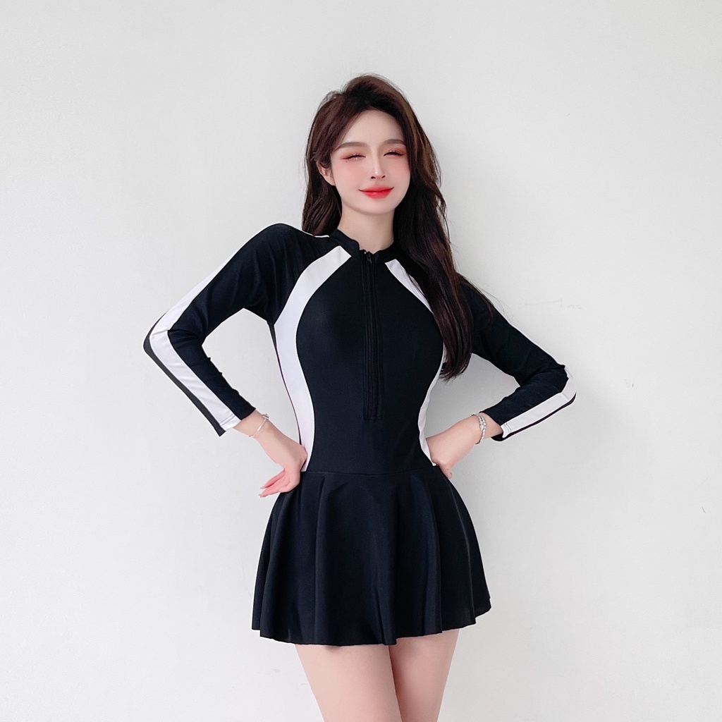 Bộ Đồ Bơi Một Mảnh Tay Dài Phong Cách Thời Trang Mùa Hè Dành Cho Nữ