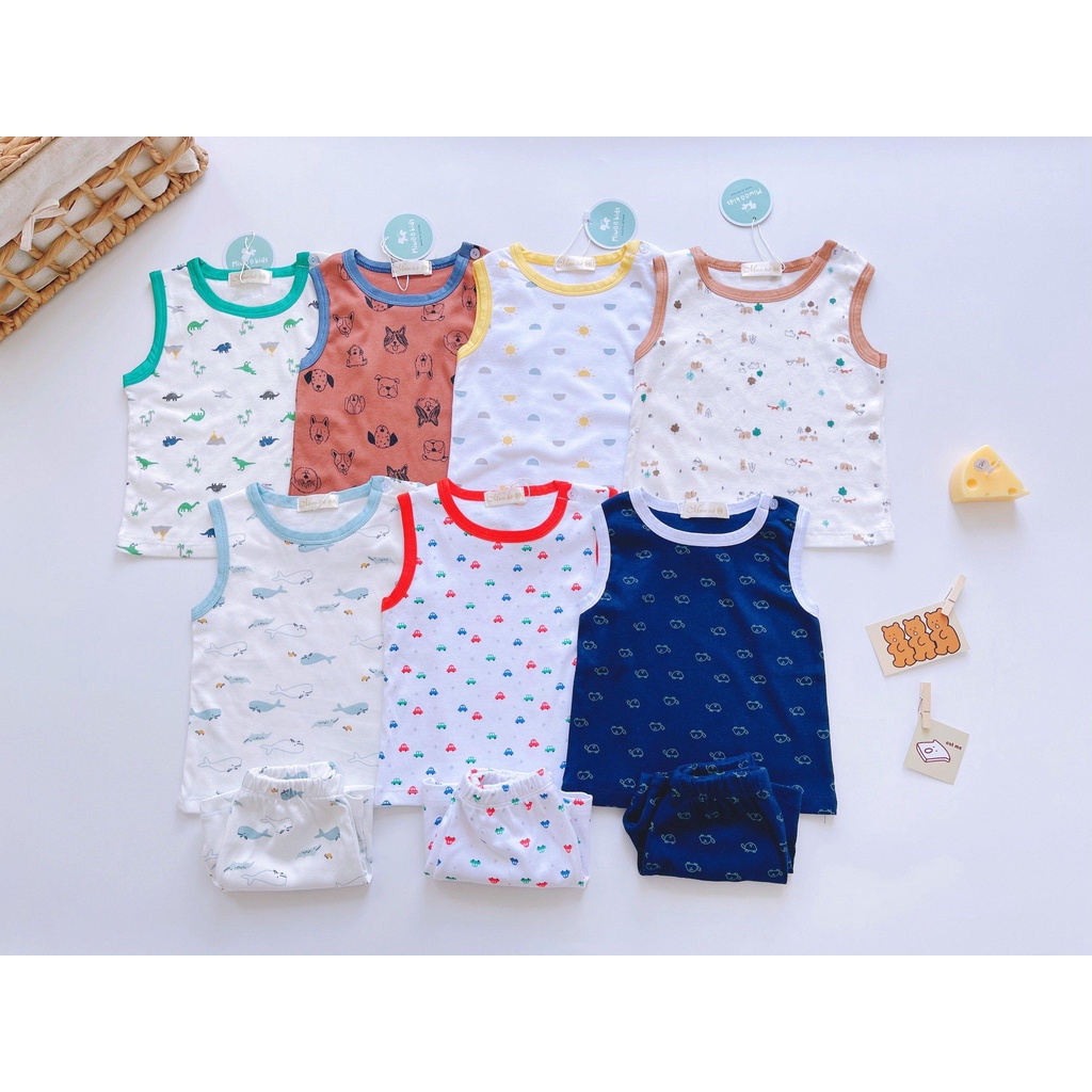 Đồ Bộ Thun Sát Nách Viền Cổ Bé Trai Họa Tiết Size 1 - 5 Tuổi MINTSCLOSET Mint's Closet - DB8064