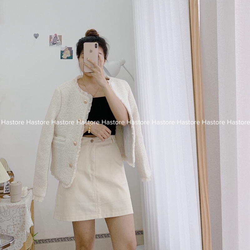 Áo tweed dạ tiểu thư bèo cao cấp