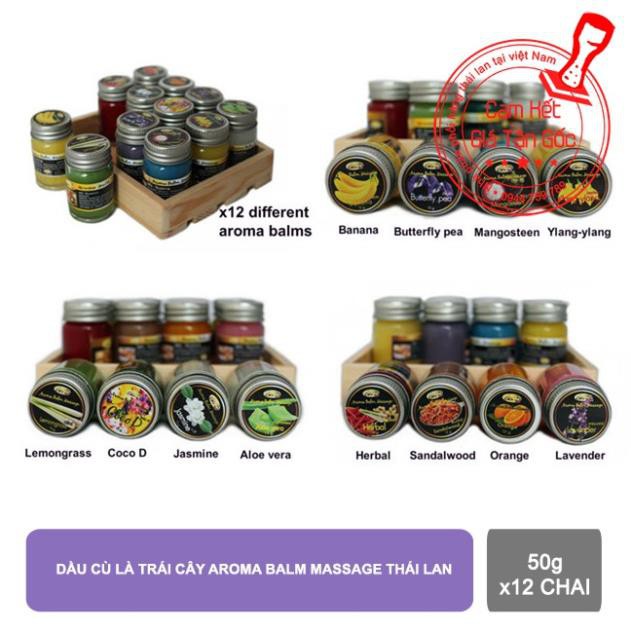 Combo 12 chai Dầu cù là trái cây Aroma Balm Massage thái lan 50g