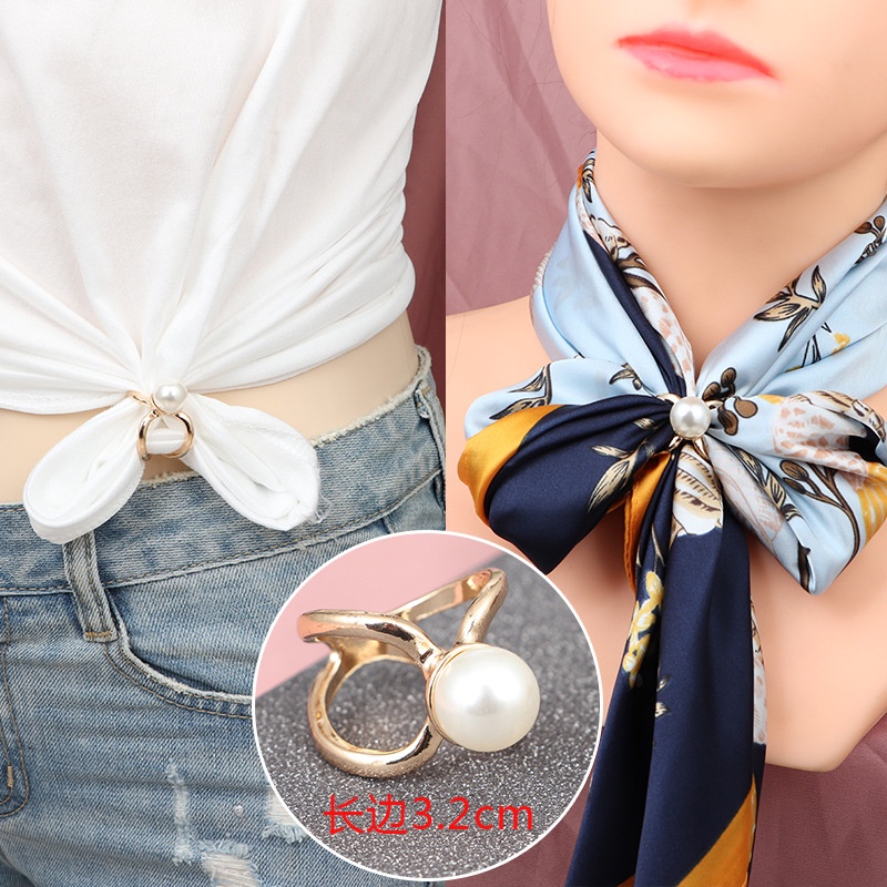 Khóa Cài Khăn Quàng Cổ Mini Bằng Lụa Thắt Nút Chất Lượng Cao Dễ Phối Đồ Phong Cách Hàn Quốc