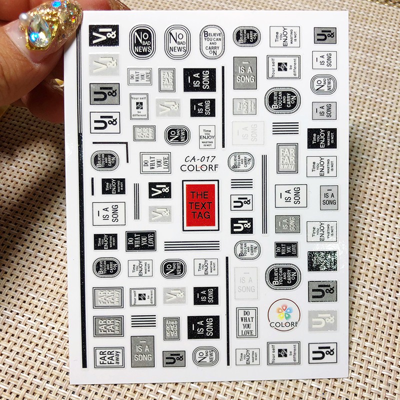 Sticker 3D Chữ Đỏ - Hình Dán Móng
