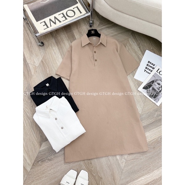 Váy xuông xốp cổ polo