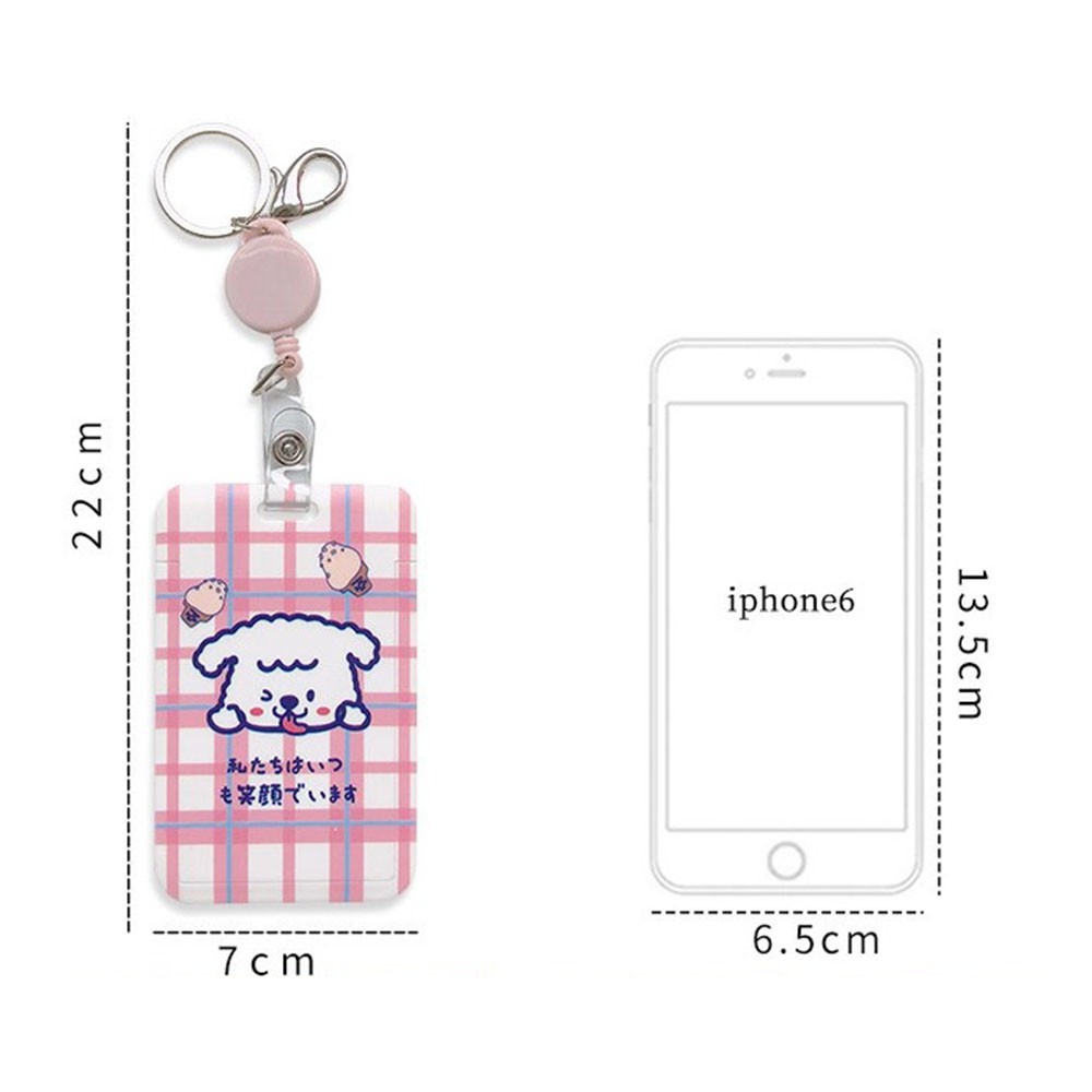 MOCHO Women Men Retractable Credit Card Holders Lovely Short Rope Keychain Bus Card Holder Cartoon Pattern Cute School Student Bag Pendant Bear Rabbits Girls Animal Korean style Name Card Protection Cover