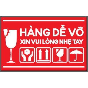 DECAL - TEM -  NHÃN HÀNG DỄ VỠ 100 TEM - KT: 60x40mm, 75x100mm - DẠNG TỜ