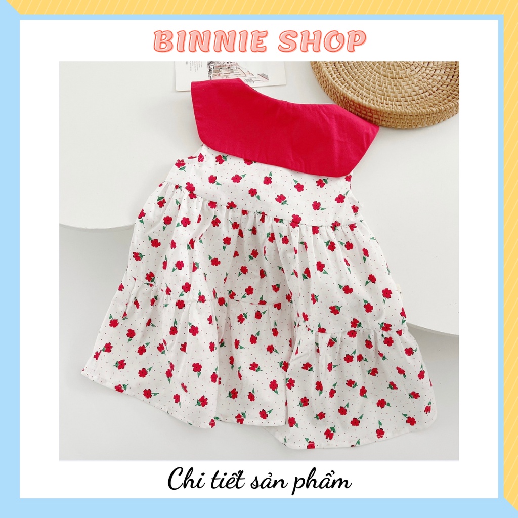 Váy bé gái Váy babydoll sát nách họa tiết hoa 5 cánh xinh xắn cho bé gái 8-20kg (0-5 tuổi) BINNIE SHOP V13