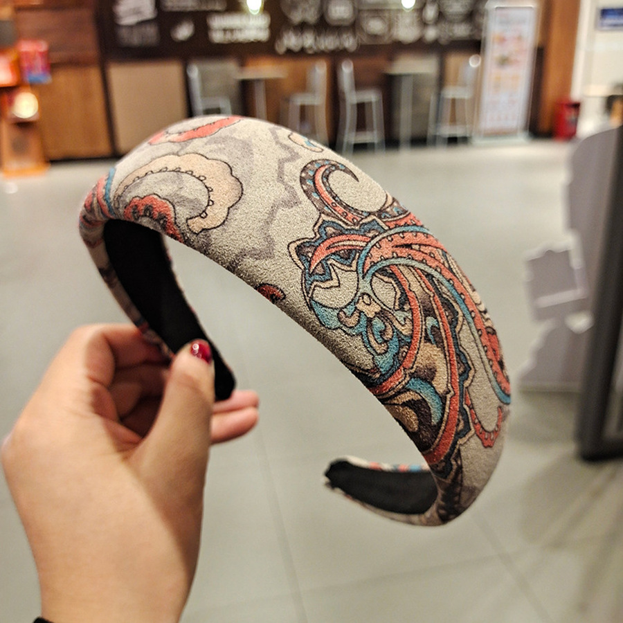 Korean Velvet Plaid Printing Headband Wide-brimmed Fashion Retro Hairband Woman Hair Accessories