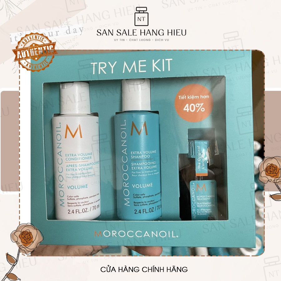 Bộ sản phẩm Moroccanoil Try Me Kit (Gội 70ml + Xả 70ml + Tinh dầu 15ml)