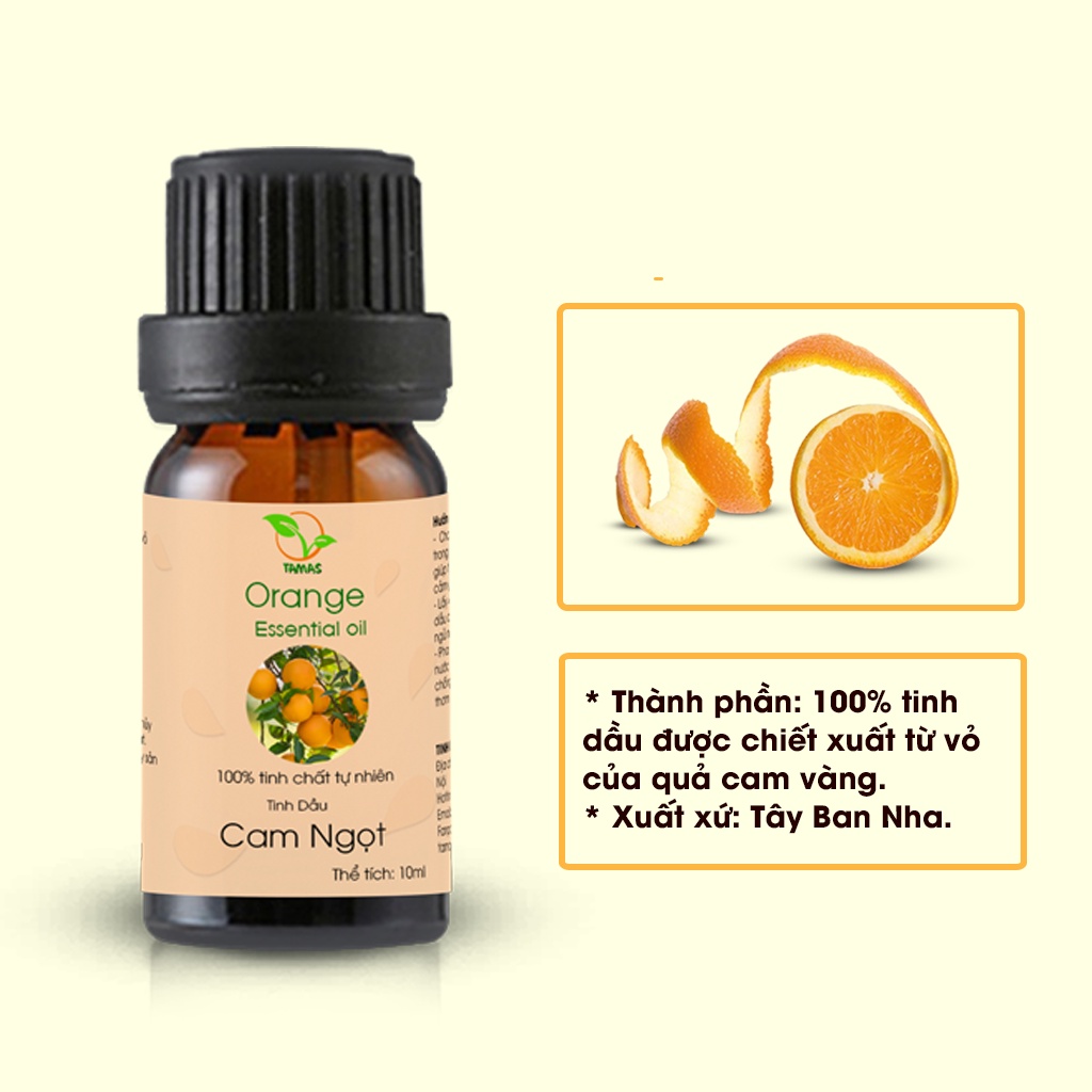 Tinh dầu Cam Ngọt nguyên chất TAMAS chai 10ml, tinh dầu xông phòng