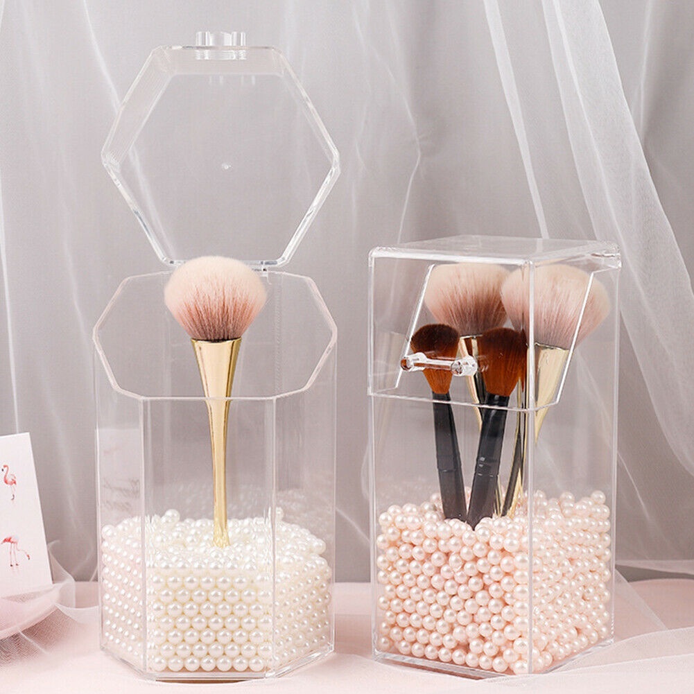 LUCKY New Makeup Brush Holder Beauty Tools Makeup Brush Storage Case Cosmetic Organizer Environmental-friendly Fashion Hot Sale With Lid Dustproof Clear Acrylic