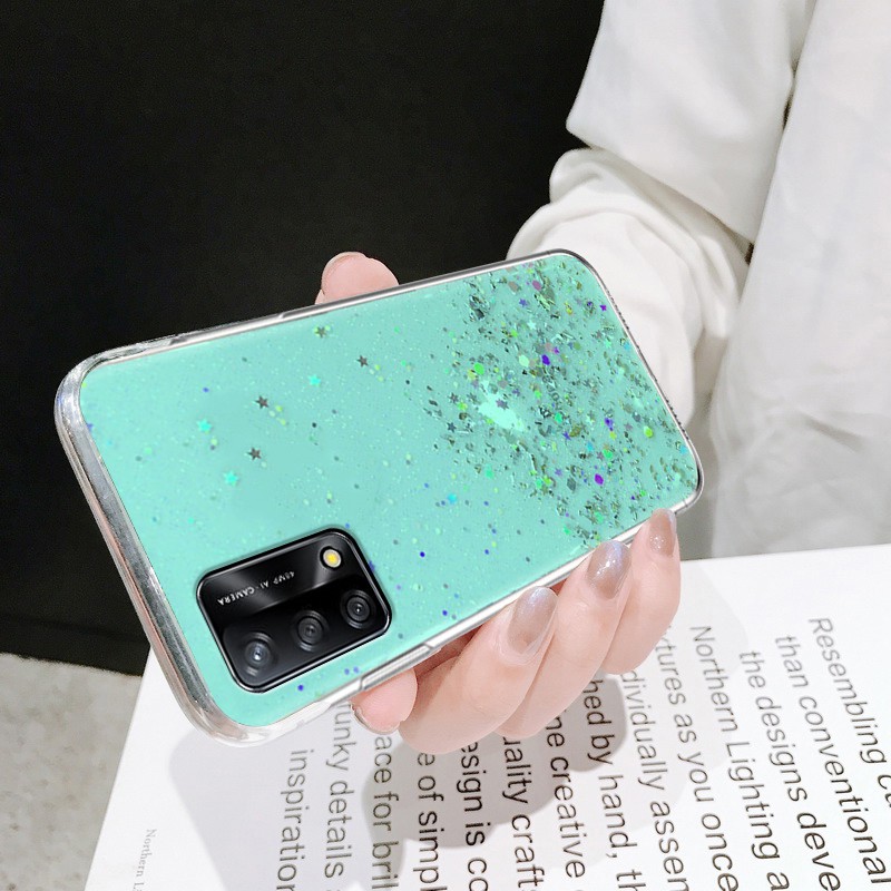 Ốp Điện Thoại Pc Cứng Trong Suốt Lấp Lánh Chống Sốc Kèm Móc Xỏ Ngón Cho Oppo A74 4g 5g | BigBuy360 - bigbuy360.vn