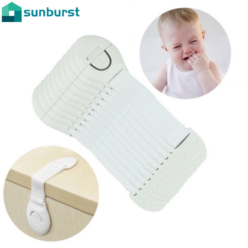 Khóa Cửa Tủ/Ngăn Kéo Chống Cắt Trộm Bằng Nylon Màu Trắng Chất Lượng Cao Bảo Vệ An Toàn Cho Bé