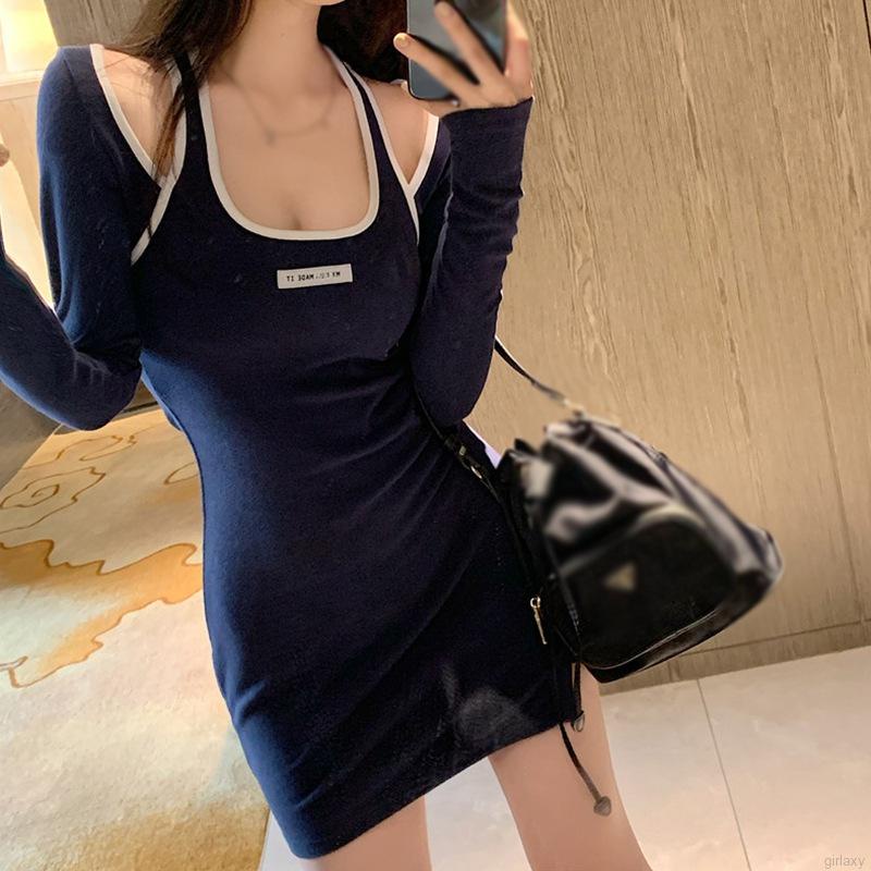 Đầm tay dài hở vai cổ vuông phong cách Hàn Quốc gợi cảm cho nữ