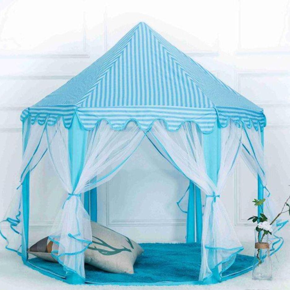 [Kích thước 140cm x 135cm] Lều Công Chúa Hoàng Tử Cho Bé Kiểu Dáng Lục Giác Màu Hồng Đậm Xanh Dương