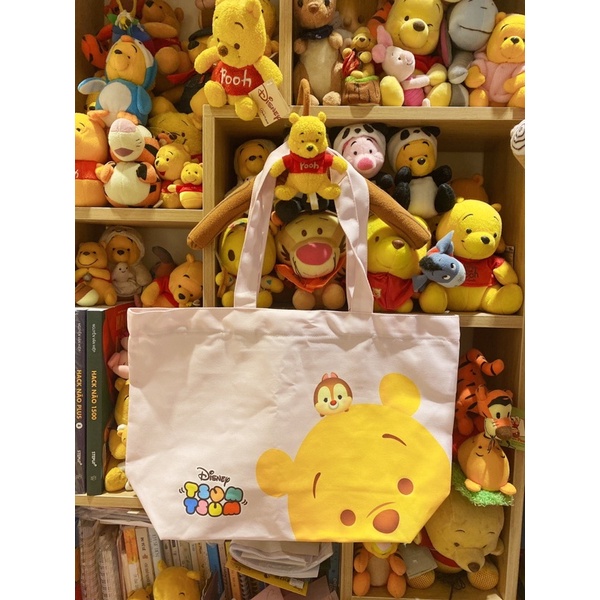 Túi xách vải Tsum Tsum hồng nhạt