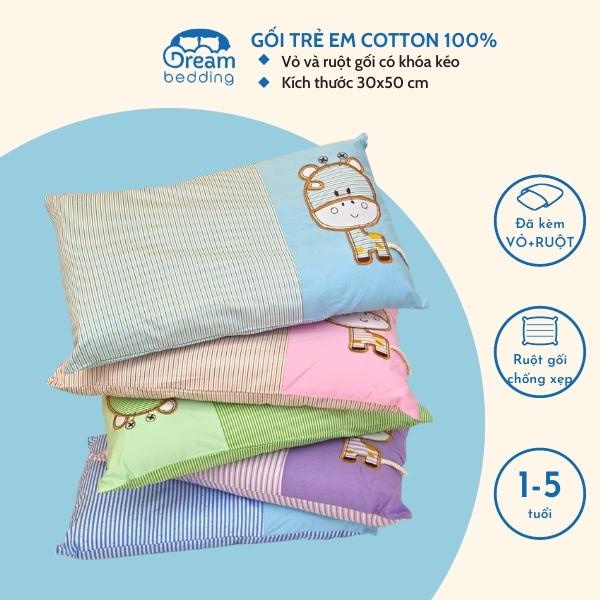 Gối trẻ em cotton 100% họa tiết hươu dễ thương cho bé Dreambedding (Giao ngẫu nhiên)