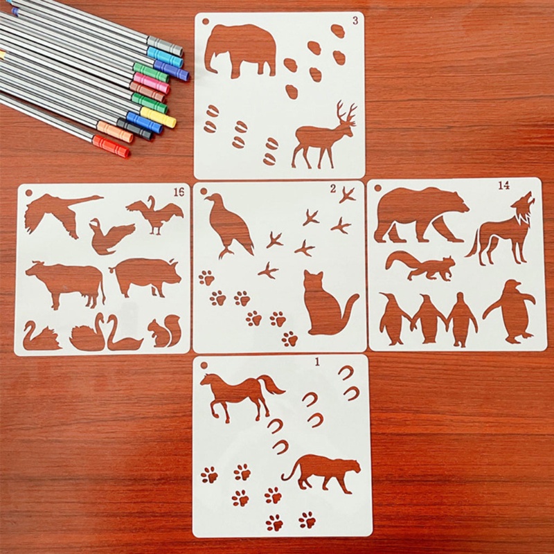 Bộ 16 khuôn vẽ hình động vật hoang dã đa năng