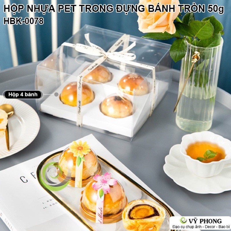 Hộp nhựa tròn mini nắp cầu XY68 đựng bánh 50g (10 cái)