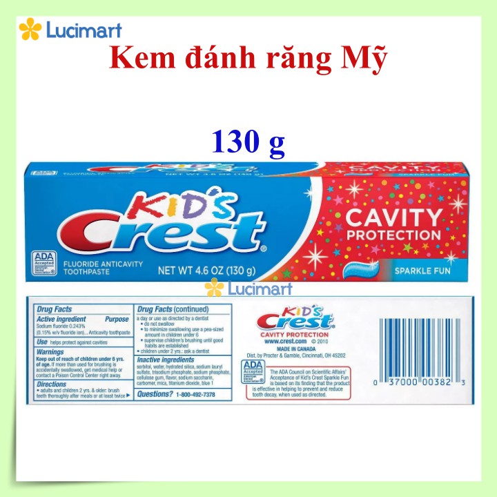 Kem đánh răng trẻ em Crest Kid’s Cavity Protection [Hàng Mỹ]