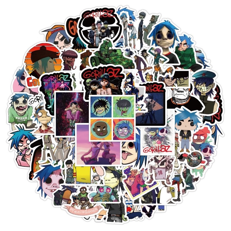 Z & M ❀ Hình Dán Gorillaz ❀ Bộ 52 Miếng Dán Chống Thấm Nước Hình Ca Sĩ Độc Đáo