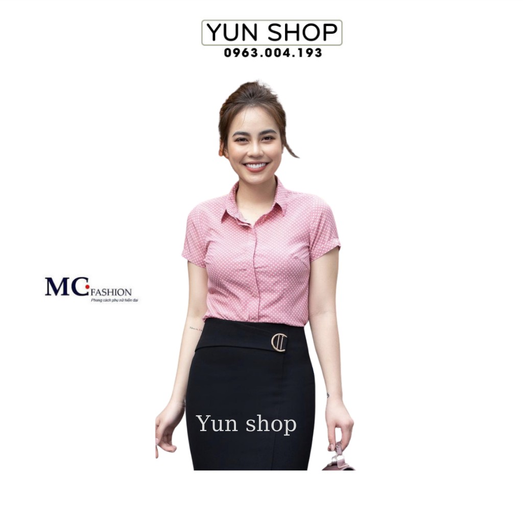Áo Sơ mi công sở chấm bi đẹp - MC Fashion  A641 Màu hồng chấm bi