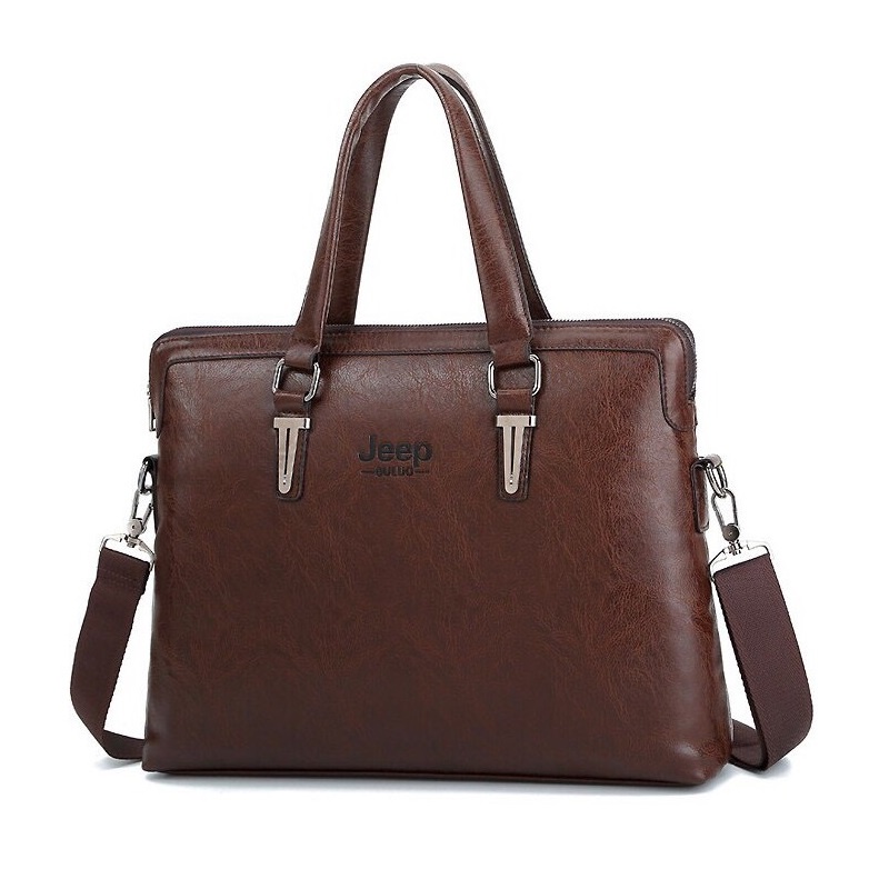 Túi xách cặp da công sở JEEP BULUO T04 42x32x7cm (Nâu đậm - Nâu sáng - Đen)