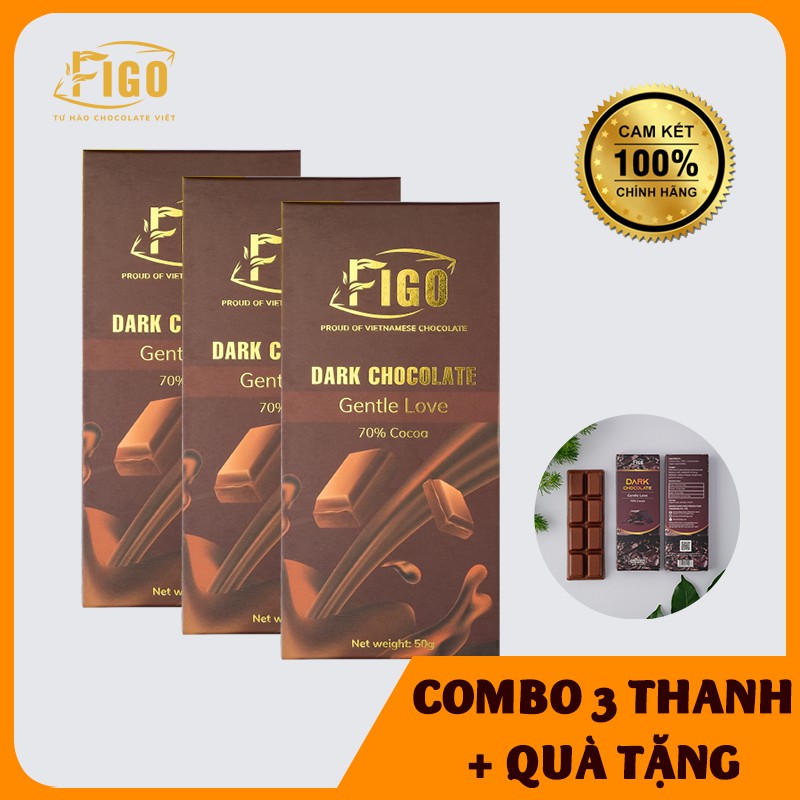 [Chính hãng] Socola đen nguyên chất 70% Cacao ít đường Thanh 50gr | Dark Chocolate 70% Cacao Figo Tốt cho sức khỏe