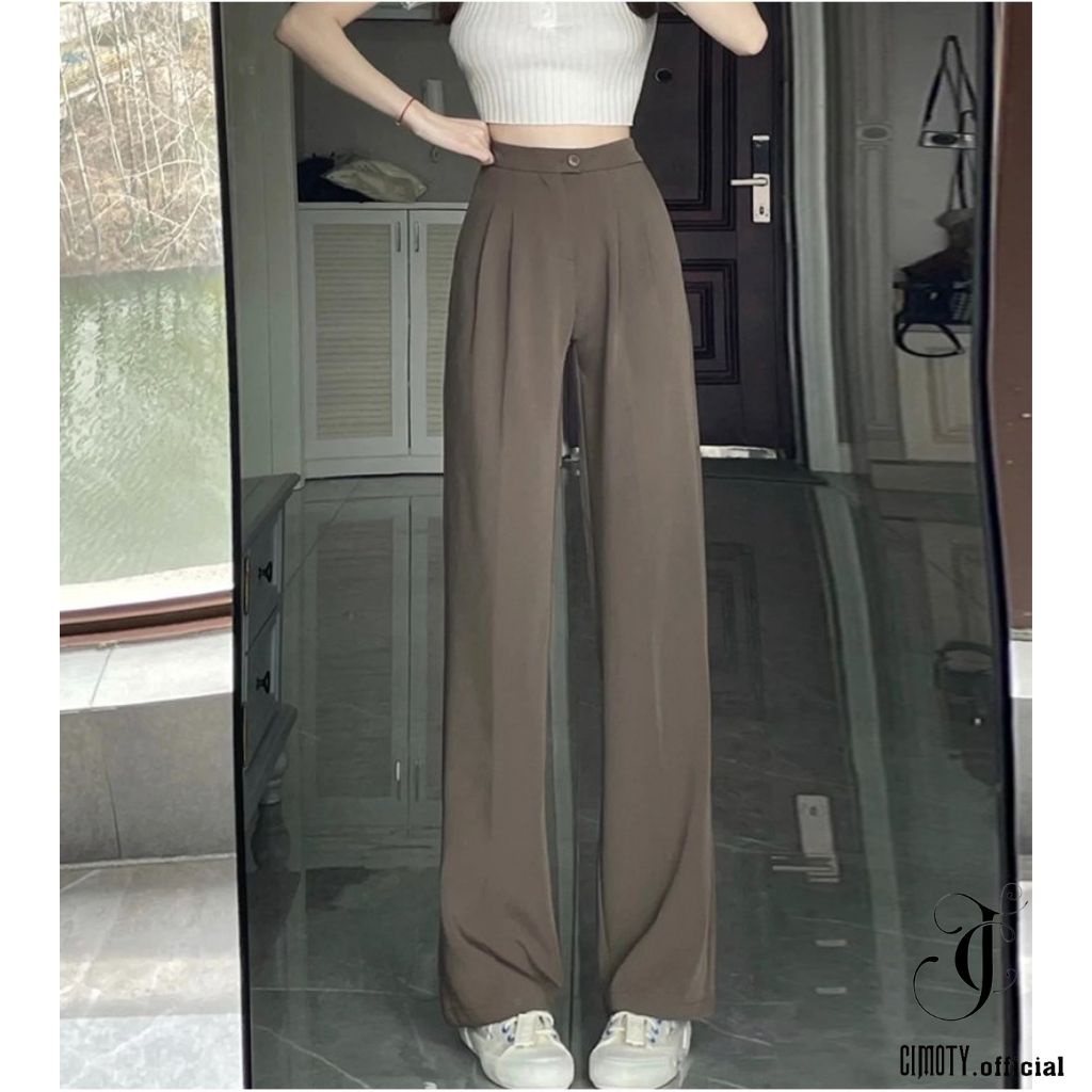 QUẦN ỐNG RỘNG CIMOTY quần ống rộng lưng cạp cao dáng dài suông culottes xuông nữ thời trang cao cấp