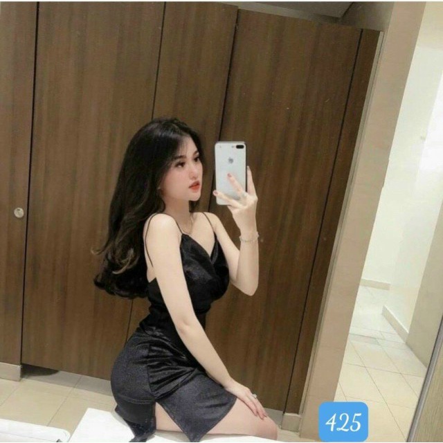 Đầm Lụa 2 Dây,Đầm Nhung 2 Dây Hở Lưng Quyến Rũ  Thời Trang Nữ Phù Hợp Mọi Phong Cách