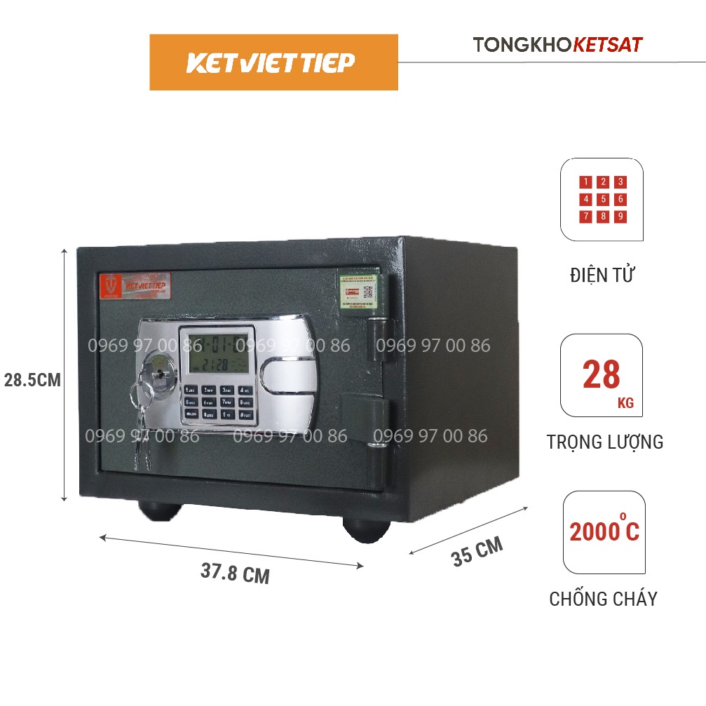 Két Sắt Mini Thông Minh Việt Tiệp K210DT Điện Tử Chống Cháy Khách Sạn Chuẩn Phong Thủy Để Tủ Quần Áo Hàng Chính Hãng