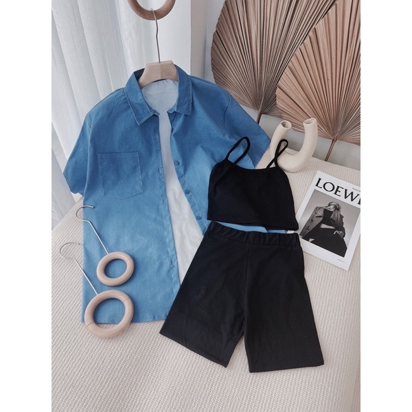 Set 3 món : áo sơ mi+ áo 2s +short