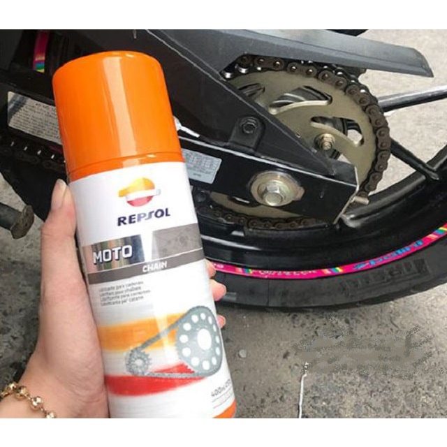 Xịt Dưỡng Sên REPSOL Moto Chain Lube 400ML, Chai Vệ Sinh Sên, Dưỡng Xích Bôi Trơn Sên Xe Máy Chuyên Nghiệp