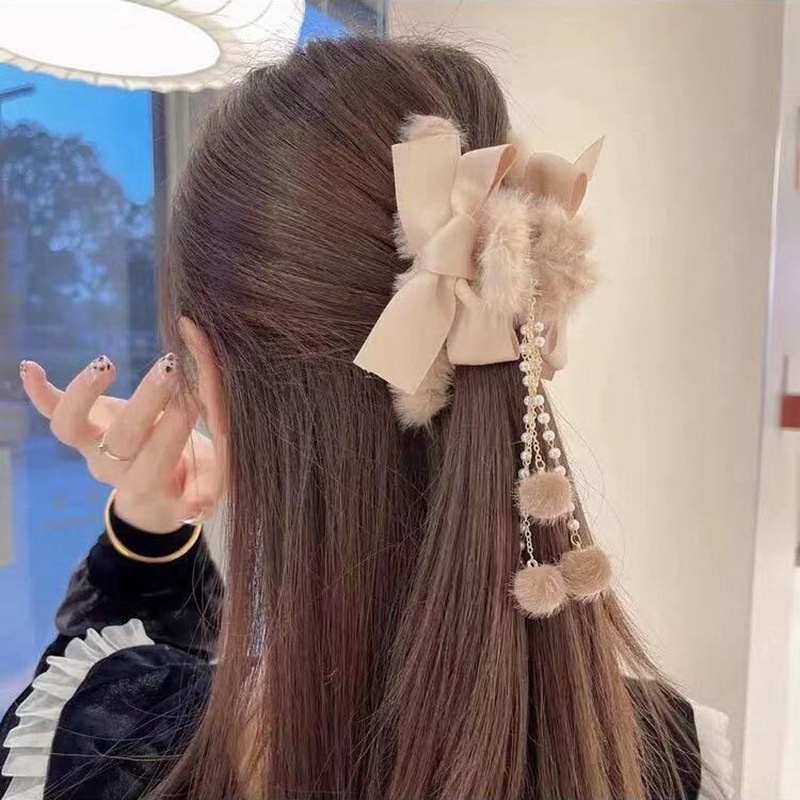 Kẹp tóc vải lông màu sắc ngọt ngào tinh tế thời trang cho nữ