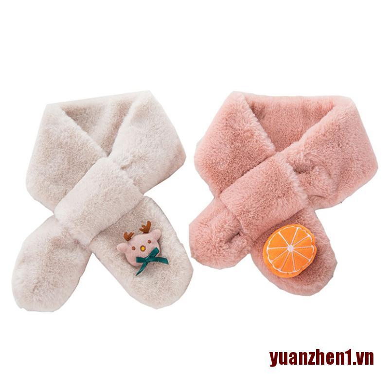 Khăn Choàng Lông Giả Họa Tiết Hoạt Hình Đáng Yêu Thời Trang Mùa Đông Cho Bé