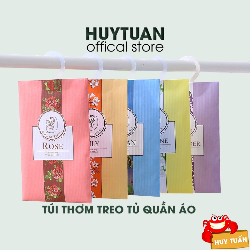 Túi thơm thảo mộc treo phòng, treo tủ quần áo loại vỏ màu chọn mùi