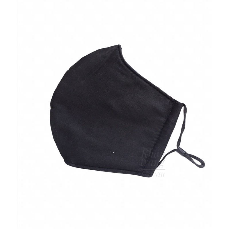 Khẩu trang 3 lớp vải kate đen dây rút cao cấp