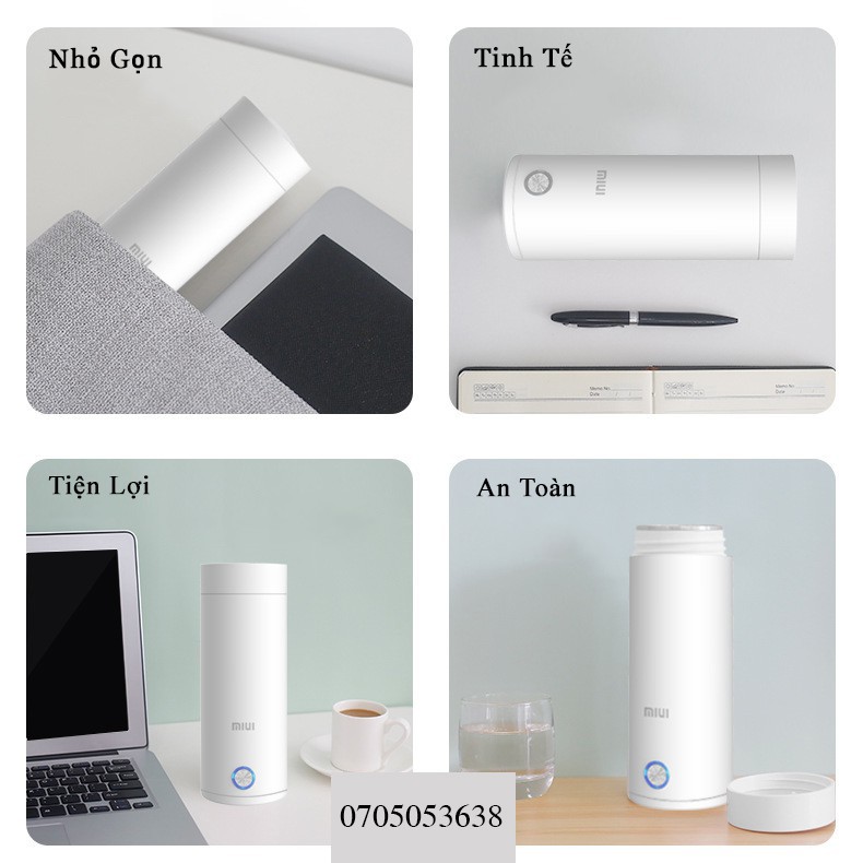 Bình Đun Nước Mini Siêu Tốc MIUI Sôi Trong Vòng 5 Phút  Pha Sữa, Trà, Cafe, Đi Du Lịch Tự Động Ngắt Khi Sôi BDN01